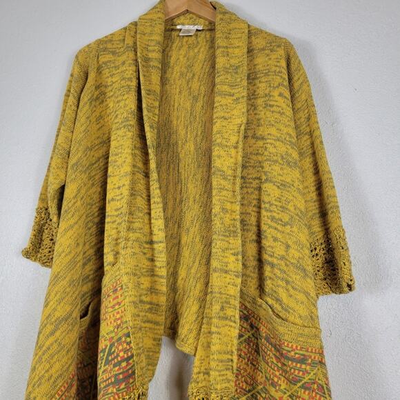 Freeway Open Cardigan Sweater Draped Boho Aztec M - Picture 3 of 7